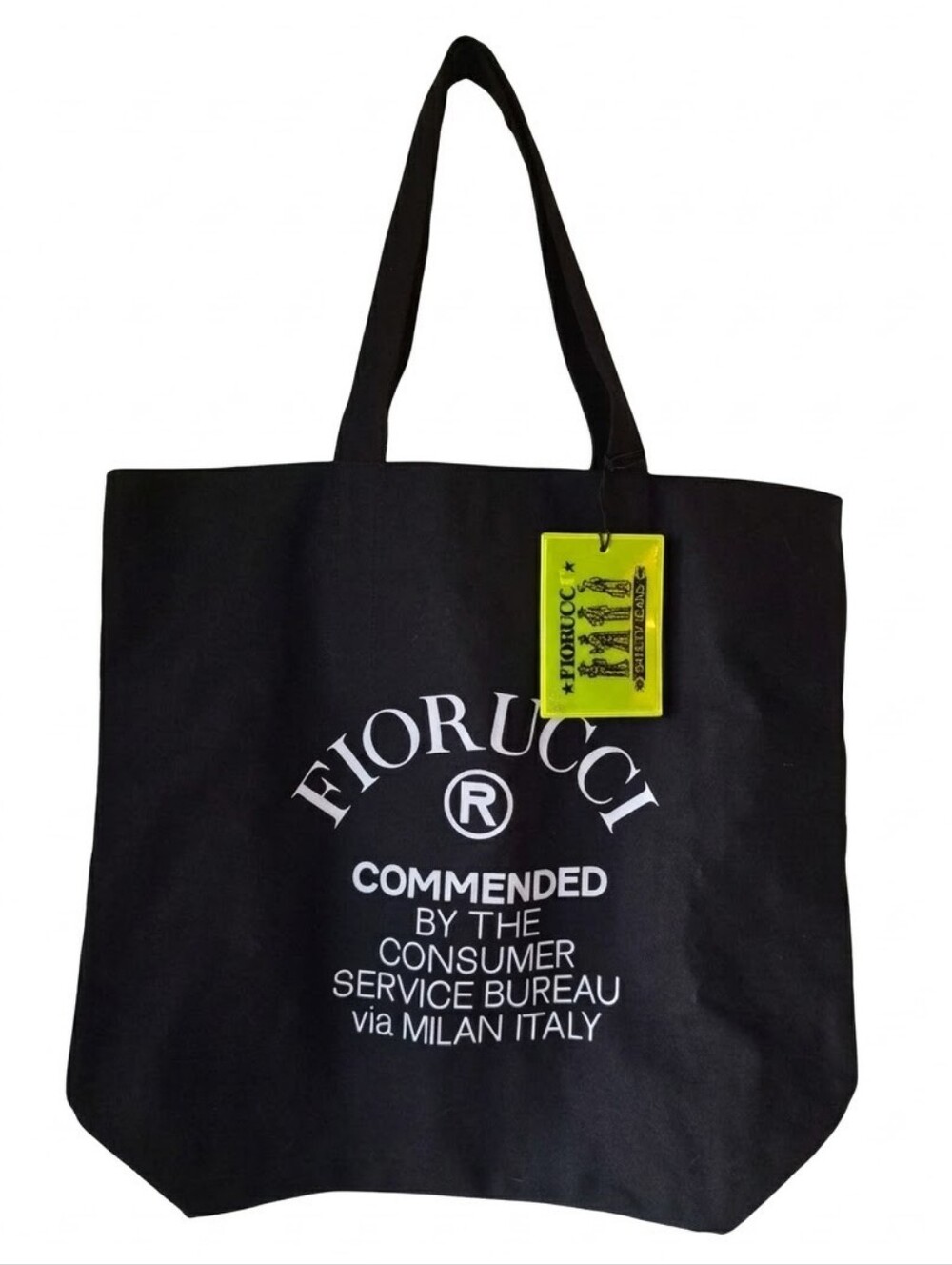 NWT Fiorucci Commended Canvas Tote Bag in Black 🖤 Oversized Milan Graphic